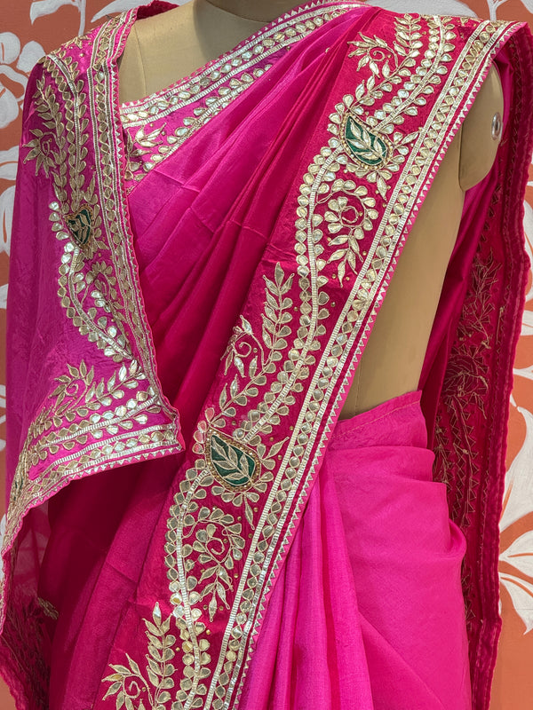 PURE UPADA SILK HANDWORK GOTA PATTI SAREE