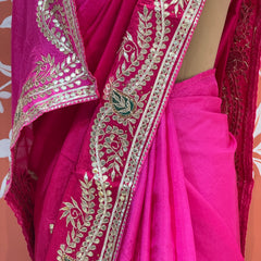 PURE UPADA SILK HANDWORK GOTA PATTI SAREE
