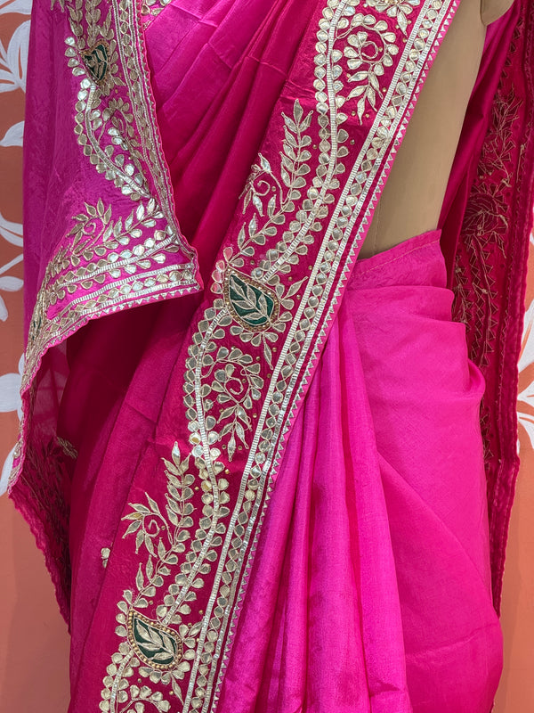 PURE UPADA SILK HANDWORK GOTA PATTI SAREE