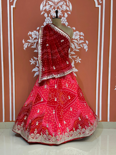 PURE CRAPRE SILK BHANDEJ LEHENGA
