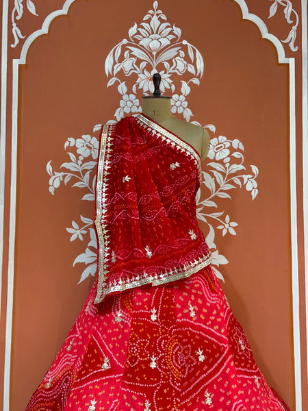 PURE CRAPRE SILK BHANDEJ LEHENGA