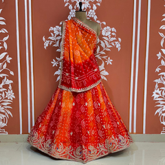 PURE CRAPRE SILK BHANDEJ LEHENGA