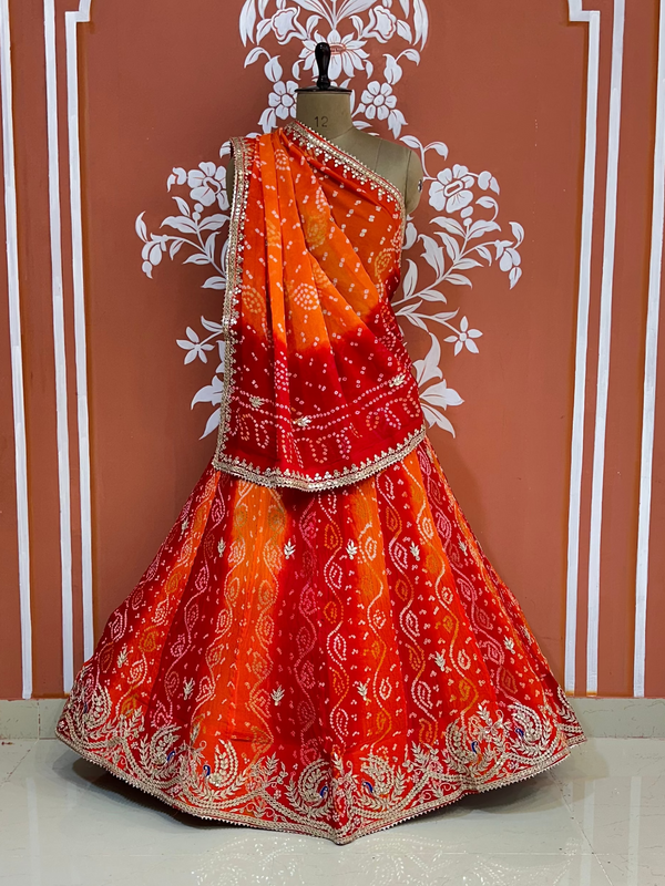 PURE CRAPRE SILK BHANDEJ LEHENGA