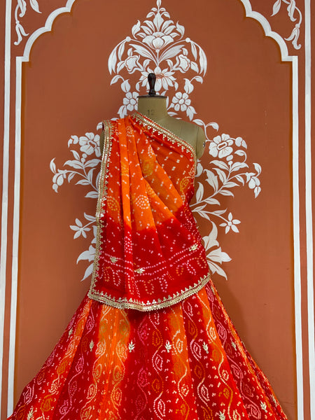PURE CRAPRE SILK BHANDEJ LEHENGA