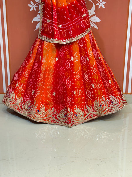 PURE CRAPRE SILK BHANDEJ LEHENGA