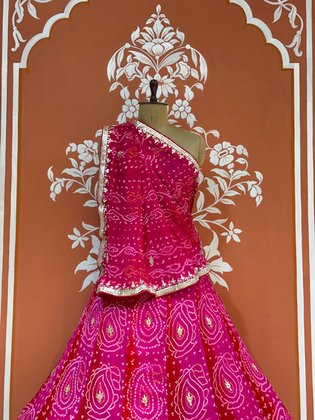 PURE CRAPRE SILK BHANDEJ LEHENGA