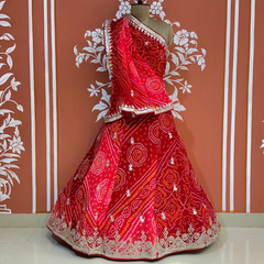 PURE CRAPRE SILK BHANDEJ LEHENGA