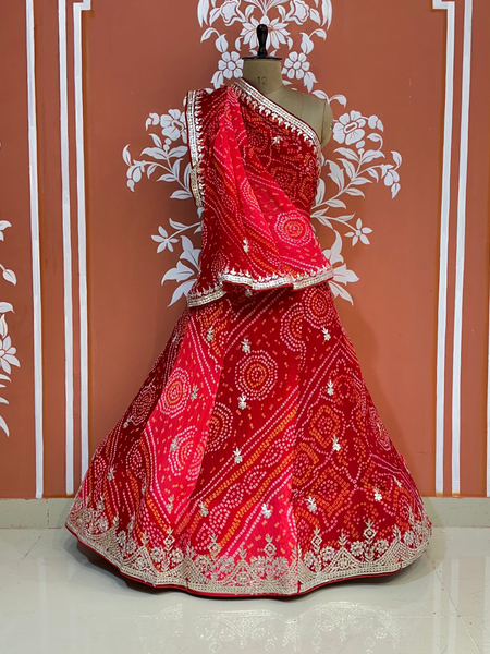 PURE CRAPRE SILK BHANDEJ LEHENGA
