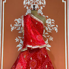 PURE CRAPRE SILK BHANDEJ LEHENGA
