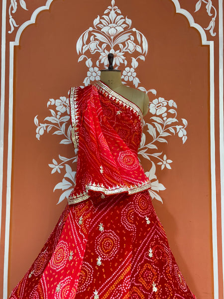 PURE CRAPRE SILK BHANDEJ LEHENGA