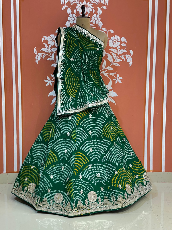 PURE CRAPRE SILK BHANDEJ LEHENGA