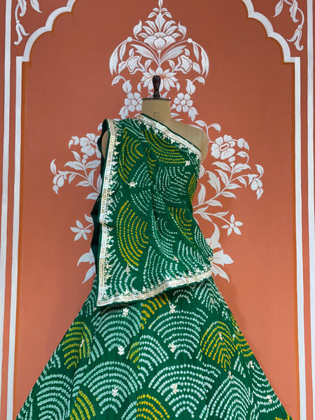 PURE CRAPRE SILK BHANDEJ LEHENGA