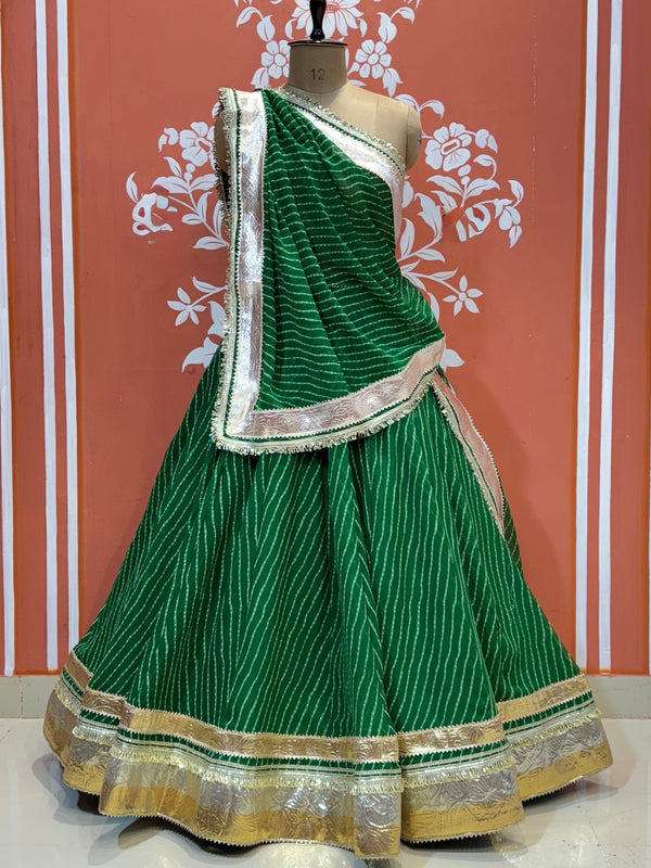 GEORGETTE GOLDEN SILVER WORK EXTRA FLARED LEHENGA