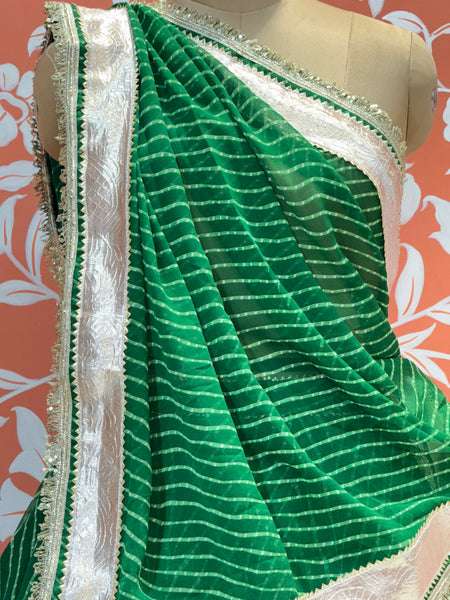 GEORGETTE GOLDEN SILVER WORK EXTRA FLARED LEHENGA