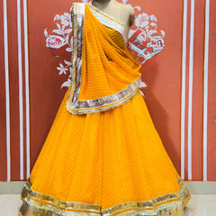 GEORGETTE GOLDEN SILVER WORK EXTRA FLARED LEHENGA