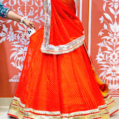 GEORGETTE GOLDEN SILVER WORK EXTRA FLARED LEHENGA