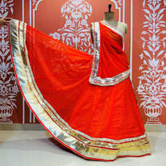GEORGETTE GOLDEN SILVER WORK EXTRA FLARED LEHENGA