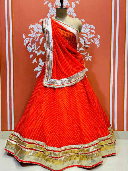 GEORGETTE GOLDEN SILVER WORK EXTRA FLARED LEHENGA