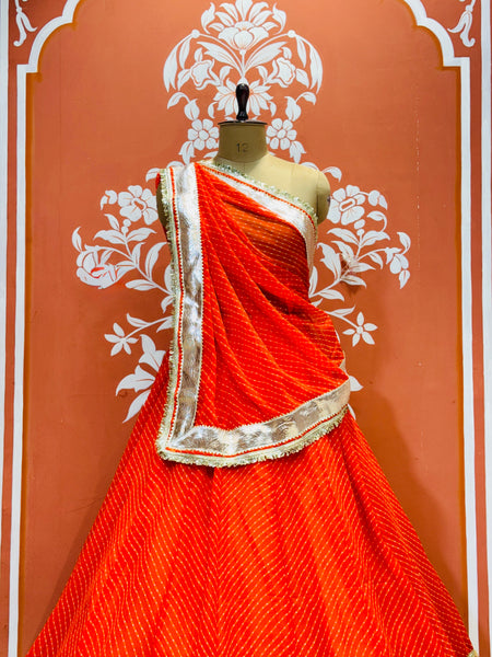 GEORGETTE GOLDEN SILVER WORK EXTRA FLARED LEHENGA