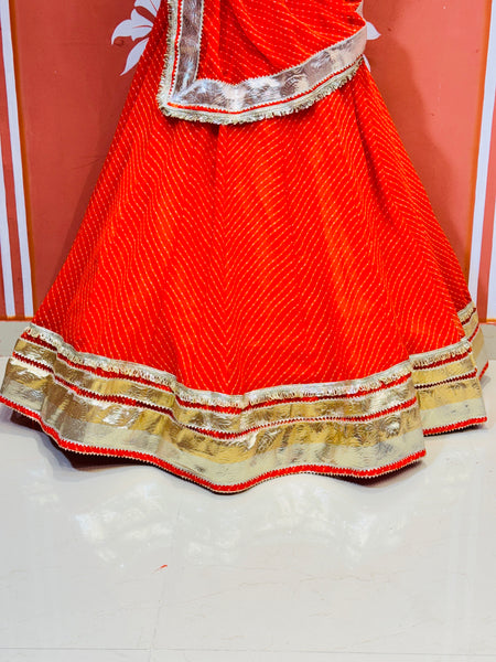 GEORGETTE GOLDEN SILVER WORK EXTRA FLARED LEHENGA