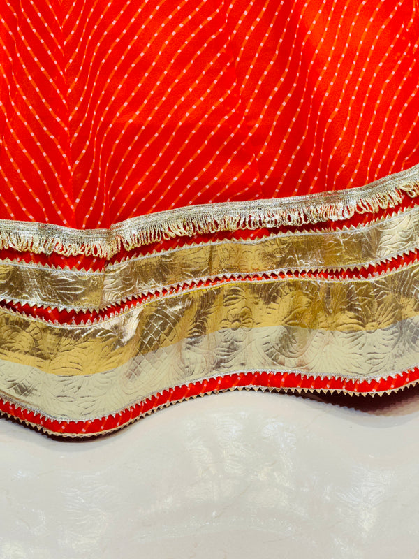 GEORGETTE GOLDEN SILVER WORK EXTRA FLARED LEHENGA