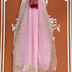 PITTAN WORK PURE CHIFFON SAREE