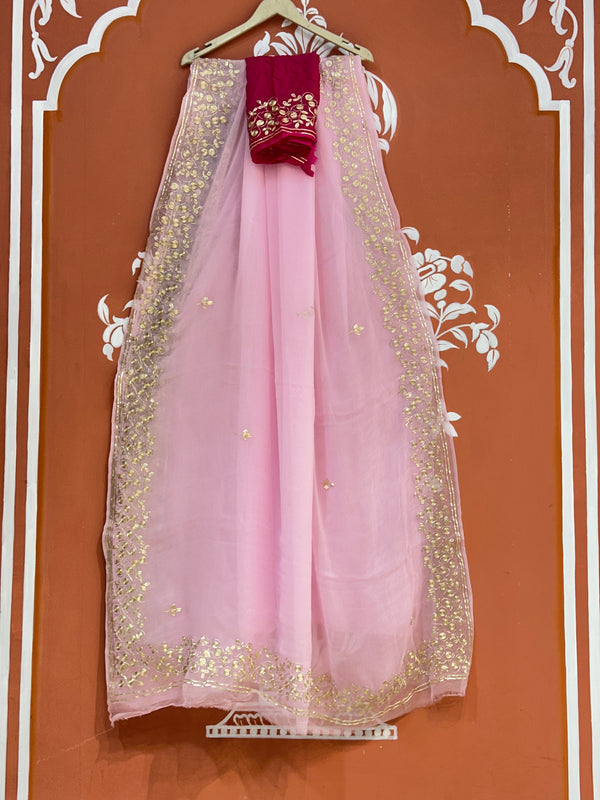 PITTAN WORK PURE CHIFFON SAREE