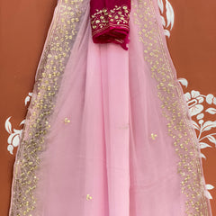 PITTAN WORK PURE CHIFFON SAREE