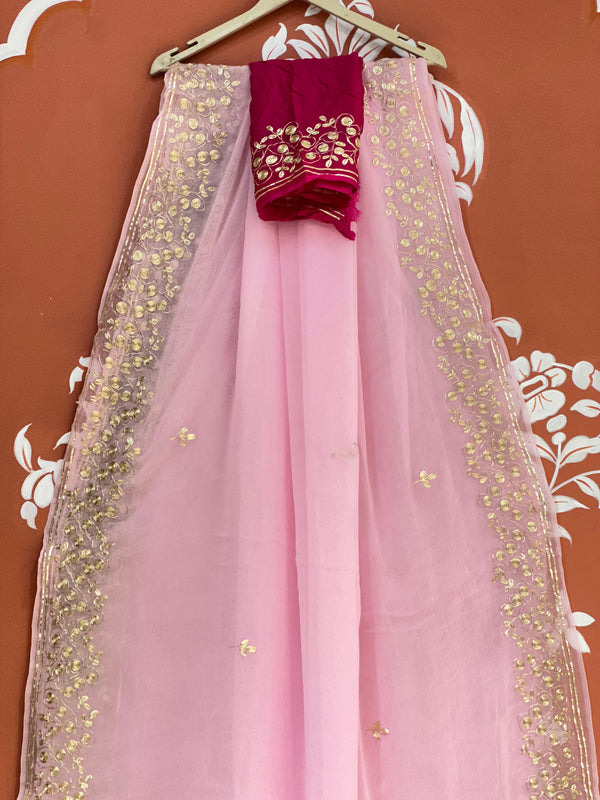 PITTAN WORK PURE CHIFFON SAREE