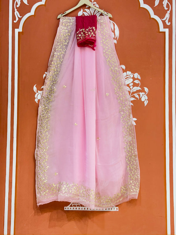 PITTAN WORK PURE CHIFFON SAREE