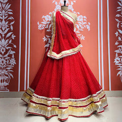 GEORGETTE GOLDEN SILVER WORK EXTRA FLARED LEHENGA