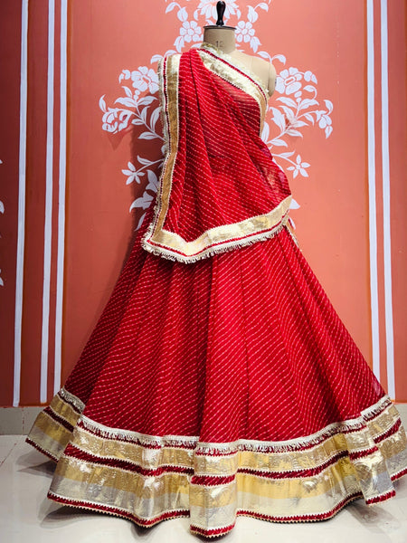 GEORGETTE GOLDEN SILVER WORK EXTRA FLARED LEHENGA