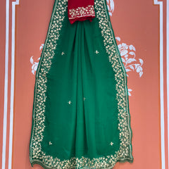PITTAN WORK PURE CHIFFON SAREE