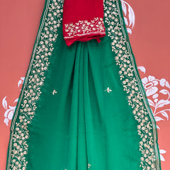PITTAN WORK PURE CHIFFON SAREE