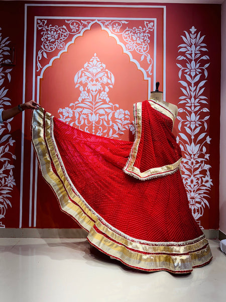 GEORGETTE GOLDEN SILVER WORK EXTRA FLARED LEHENGA