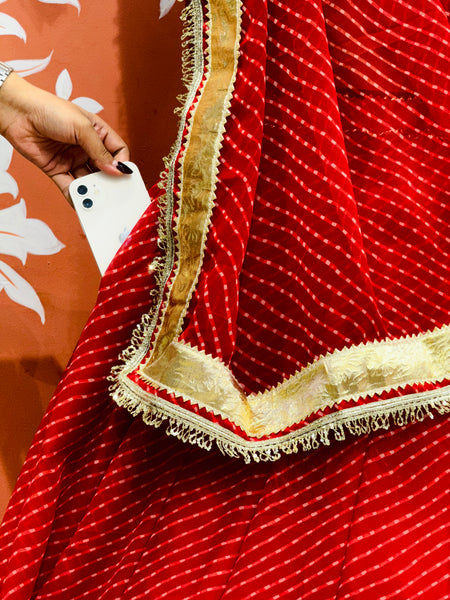 GEORGETTE GOLDEN SILVER WORK EXTRA FLARED LEHENGA