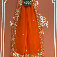 PITTAN WORK PURE CHIFFON SAREE