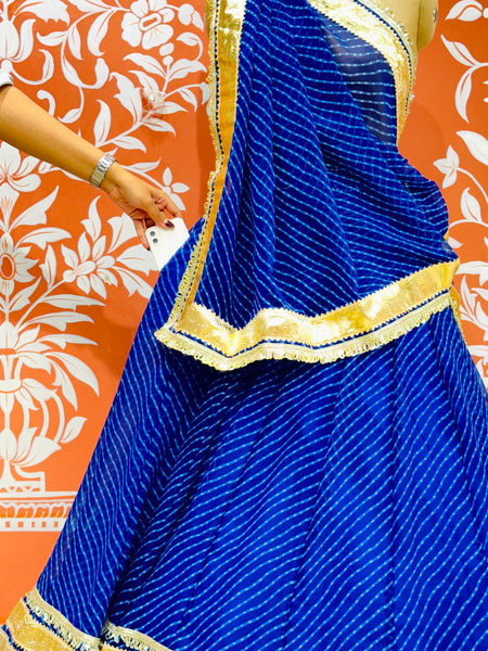 GEORGETTE GOLDEN SILVER WORK EXTRA FLARED LEHENGA