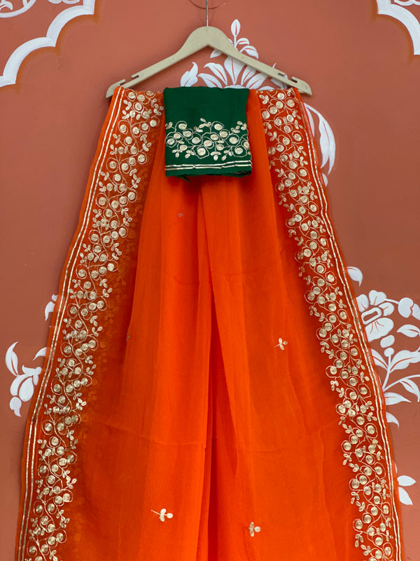 PITTAN WORK PURE CHIFFON SAREE