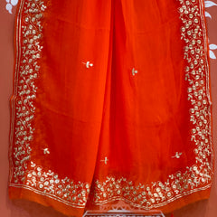 PITTAN WORK PURE CHIFFON SAREE