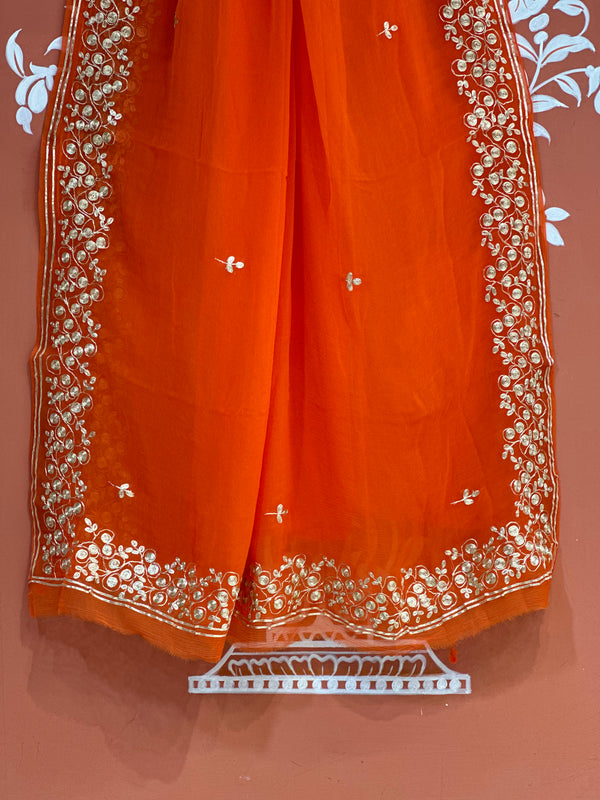 PITTAN WORK PURE CHIFFON SAREE