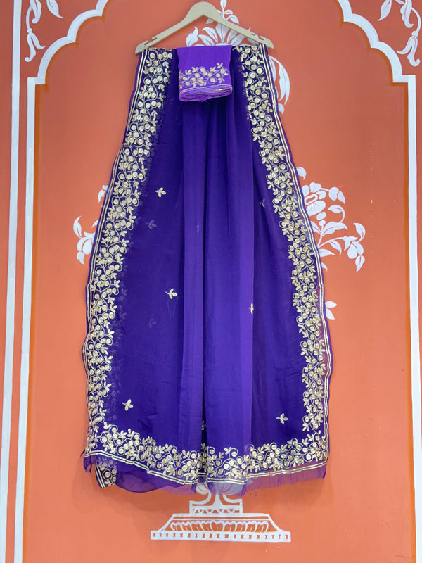 PITTAN WORK PURE CHIFFON SAREE