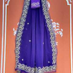 PITTAN WORK PURE CHIFFON SAREE