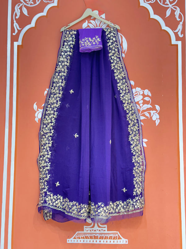 PITTAN WORK PURE CHIFFON SAREE