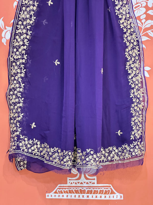 PITTAN WORK PURE CHIFFON SAREE