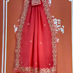 PITTAN WORK PURE CHIFFON SAREE