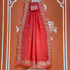PITTAN WORK PURE CHIFFON SAREE