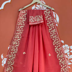 PITTAN WORK PURE CHIFFON SAREE