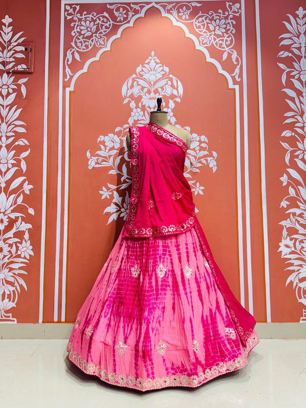 CHINON SHIBORI HANDWORK GOTA PATTI LEHENGA
