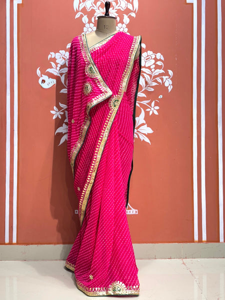 CXC GEORGETTE MOTHRA SILVER WORK SAREE